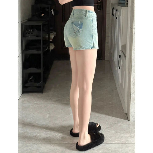 Light-colored retro denim skirt women's summer babes anti-skid culottes high waist slim A-line bag hip skirt trendy