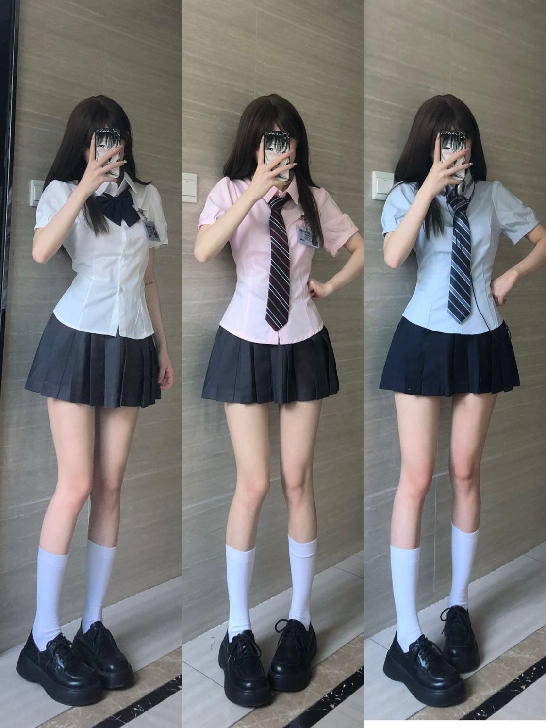 Solid color shirt summer jk uniform spot button puff sleeve all-match short-sleeved college wind waist slim jk shirt