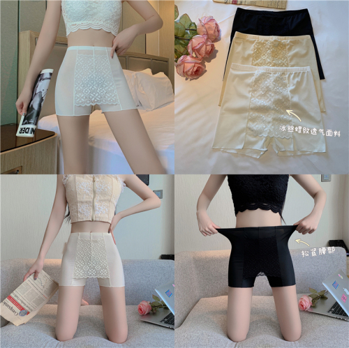 Real shot special price does not reduce lace cover anti-embarrassment double-layer safety pants ice silk shorts anti-light outwear leggings