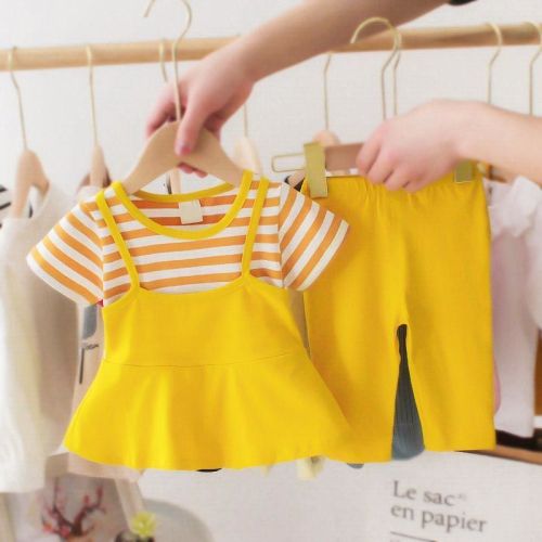 Girls summer suit 2019 new children's clothing girl baby short-sleeved overalls 0-3 years old baby clothes girl