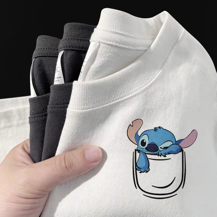 100% cotton American trendy brand short-sleeved t-shirt men's simple print loose all-match handsome ins half-sleeve T-shirt