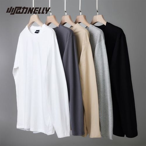 Xiao Nili heavy 230G combed cotton white long-sleeved T-shirt men and women trendy brand spring and autumn with solid color bottoming shirt