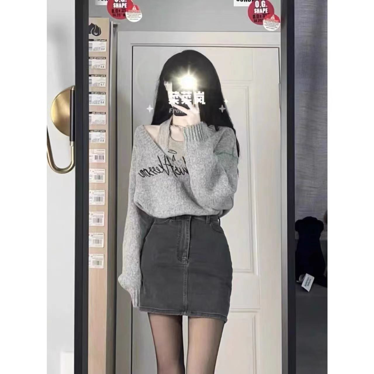 Spring and summer 2022 new style can be salty and sweet with lining hot girls wear black and gray denim short skirt female skirt