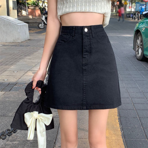 Summer Korean version of the high-waisted denim short skirt female small student all-match casual loose slim half-length A-line skirt trendy