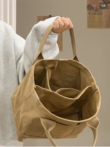 The new Japanese Lotte high-end canvas bag ladies bento bag super hot handbag casual bag Douyin same style trend