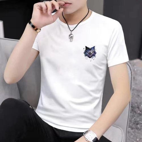 T-shirt men's short-sleeved youth male student summer Korean version of the print self-cultivation trend plus size top bottoming shirt 1/2 piece