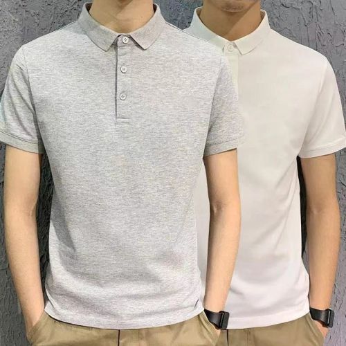 Summer men's short-sleeved T-shirt lapel loose t-shirt young and middle-aged POLO shirt solid color half-sleeved bottoming sweatshirt 12 pieces
