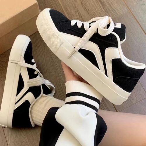 American simple canvas shoes women's original bone shoes  spring net red trend niche students casual small black shoes