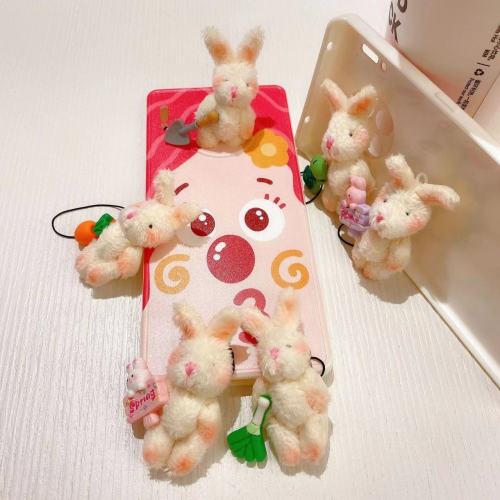 Creative hand-made mini rabbit mobile phone rope pendant cute doll key chain plush doll bag pendant