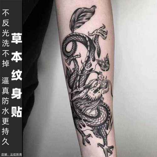 [Two pieces] Herbal tattoo stickers with personalized Chinese dragon half-arm gradient gradually appear semi-permanent, can't be washed off and don't reflect light