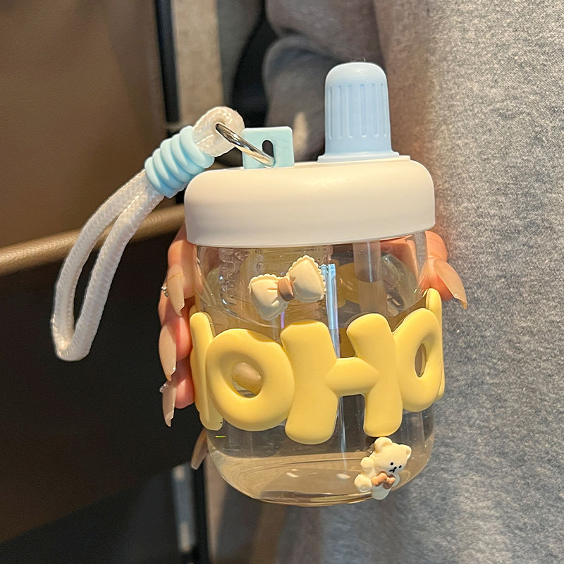 Water Cup Female Portable Mini Small Glass Coffee Internet Celebrity Creative New 2023 Summer Straw Design Cup