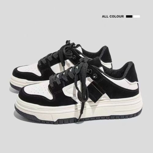 Explosive black and white panda sneakers women's  new thick-soled heightened shoes women's spring and autumn all-match casual sports women's shoes