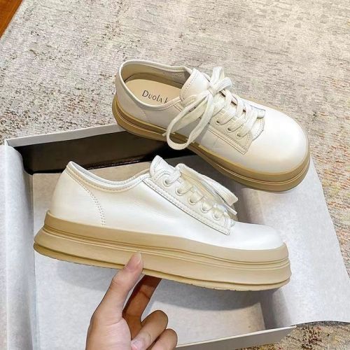 Explosive Hong Kong style thick-soled white shoes women's spring and autumn high-end 2023 new niche all-match casual sports shoes