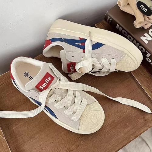 Thick-soled sneakers women's 2023 spring and autumn tide ins new trend shell shoes niche chic all-match canvas shoes