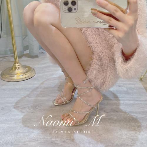 Naomi Min'er Luna's Garden Rhinestone Fairy Cross Strap Goddess Crystal Shoes Stiletto Sandals