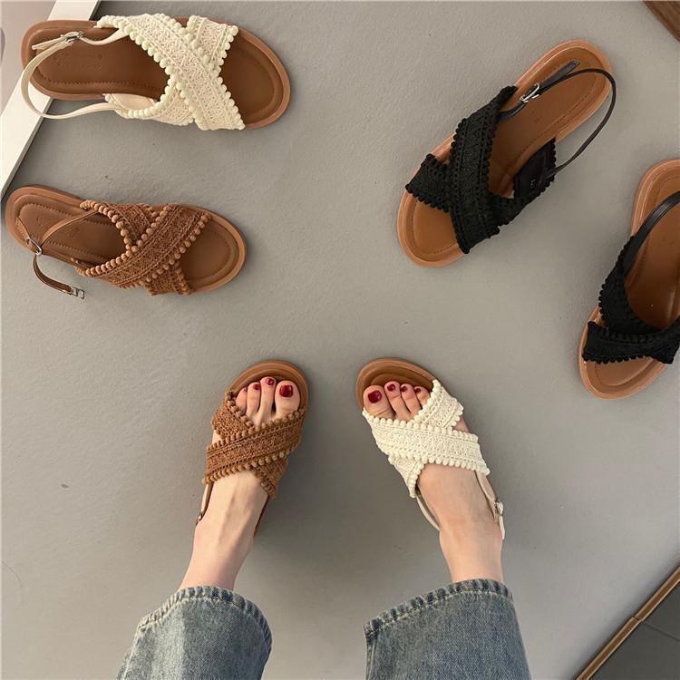 Great to wear summer new all-match retro national style bohemian fairy style cross Roman sandals