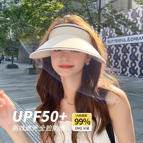 Zhao Lusi late night with the same style hat big edge empty top hat summer sunscreen sunshade sun hat women's UV anti-ultraviolet