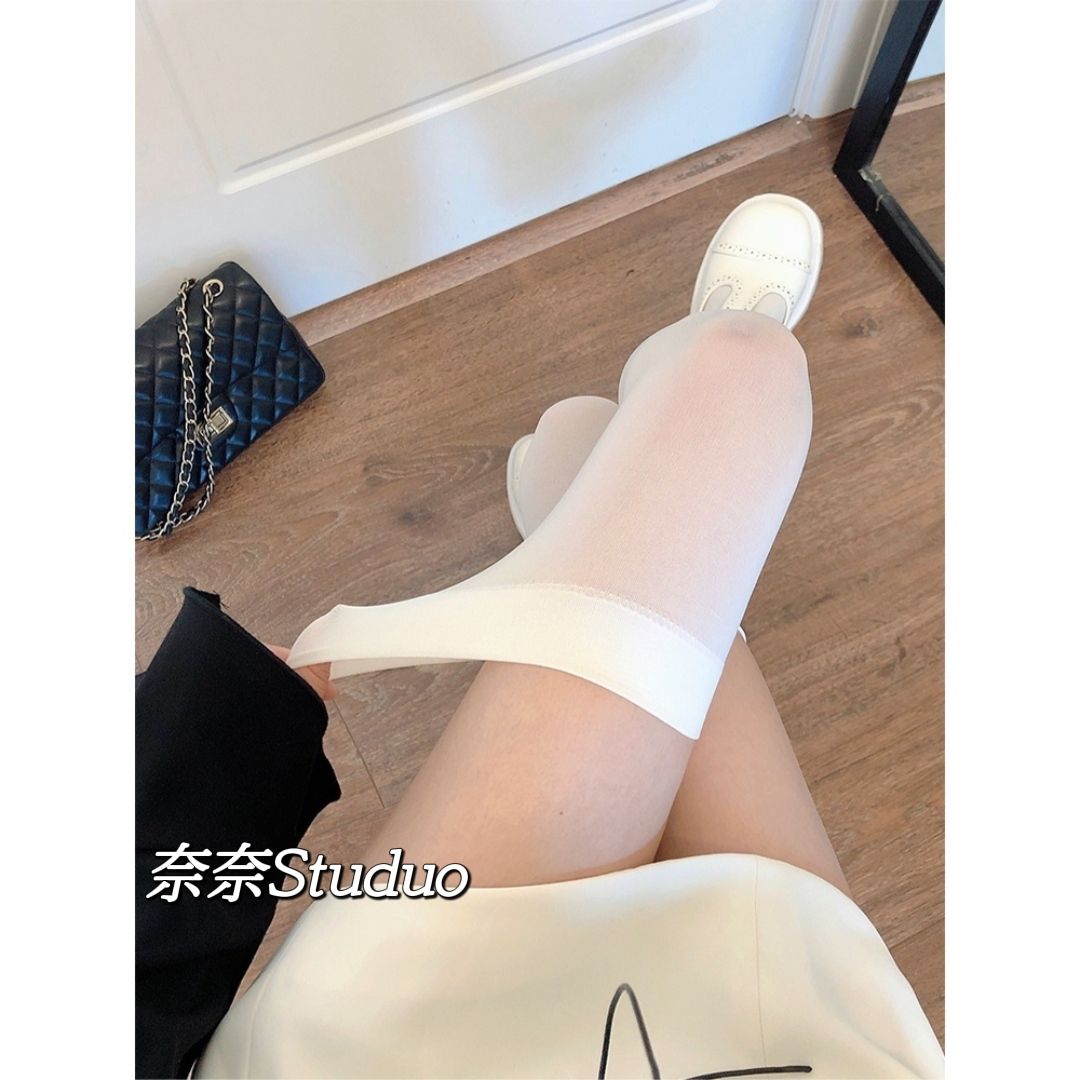 Over-the-knee socks milky white women's transparent velvet socks bottoming women's Japanese white silk stockings black jk over-the-knee stockings