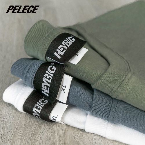 HEYBIG solid color heavy cotton t-shirt short-sleeved Xinjiang pure cotton round neck bottoming shirt men and women couple basic models