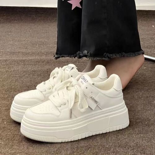 Hong Kong style small white shoes women's  spring and autumn new shoes ins all-match students thick bottom increased casual sports shoes