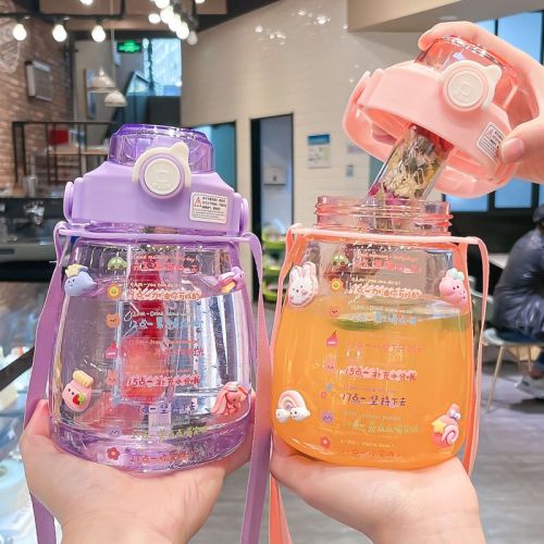 2022 new style water cup women's high-quality appearance with tea separator straw cup children's portable large-capacity net red big belly cup