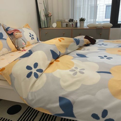Korean-style small fresh quilt cover four-piece set single double bedding student single dormitory quilt cover three-piece set