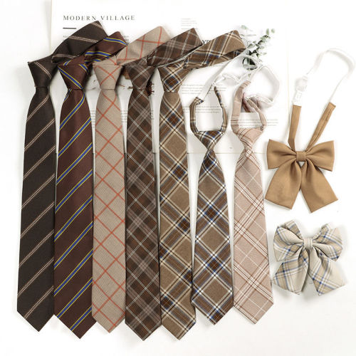 Brown tie DK shirt male student college style brown stripe retro free decoration jk bow tie female accessories
