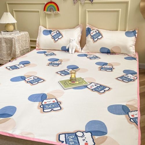 Cute childhood ice silk mat student single bed dormitory washable foldable simple summer home mat