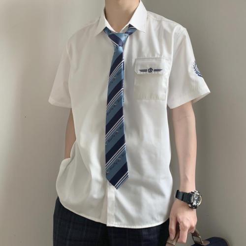 Japanese DK uniform college wind short-sleeved white shirt male Korean version trend student class uniform summer shirt jk couple outfit
