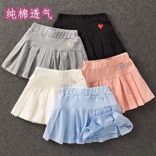 Beautiful all-match pleated culottes, children's cotton skirt, safety pants, thin skirt, medium-sized children's trend