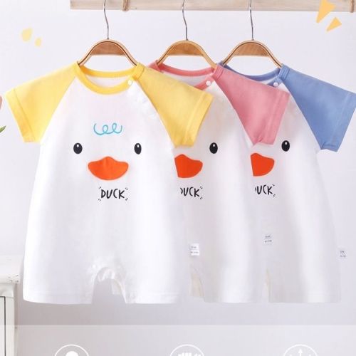 Newborn baby jumpsuit summer pure cotton fart clothing thin section baby clothes handsome pajamas romper short sleeves