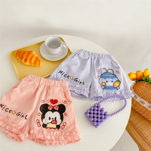 Cotton children boys and girls 2023 summer new Korean version of the cartoon heavy industry quick-drying breathable beach shorts