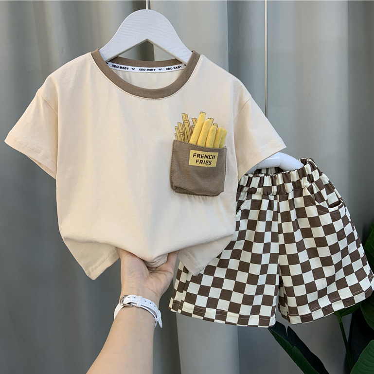 2023 Summer New Boys' Clothes Suit Boys Bao Net Red Explosive Clothes Children's Cool and Handsome Short-sleeved Two-piece Set