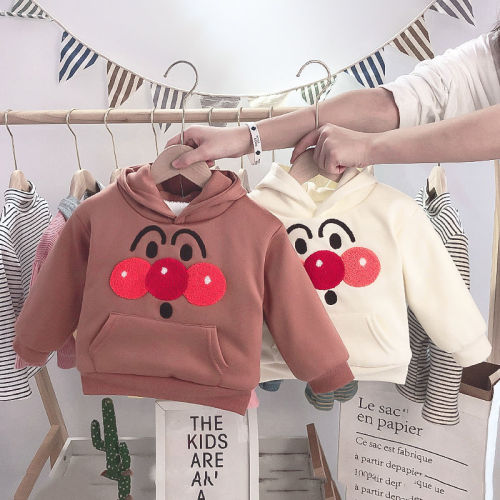 Boys sweater plus fleece thickened children's clothing girls 2023 winter new baby coat baby jacket warm 0-3 years old