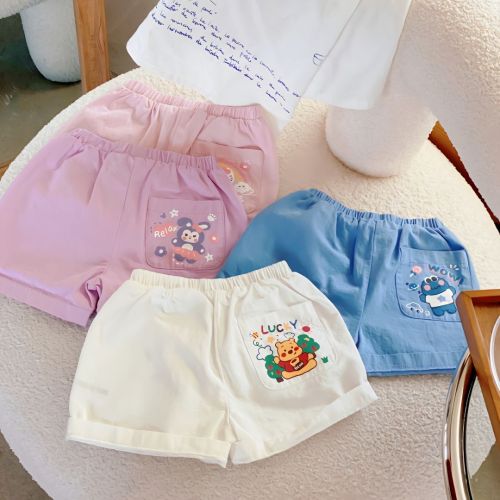 100% cotton children's boys and girls 2023 summer new Korean version of cartoon printing heavy industry quick-drying breathable shorts