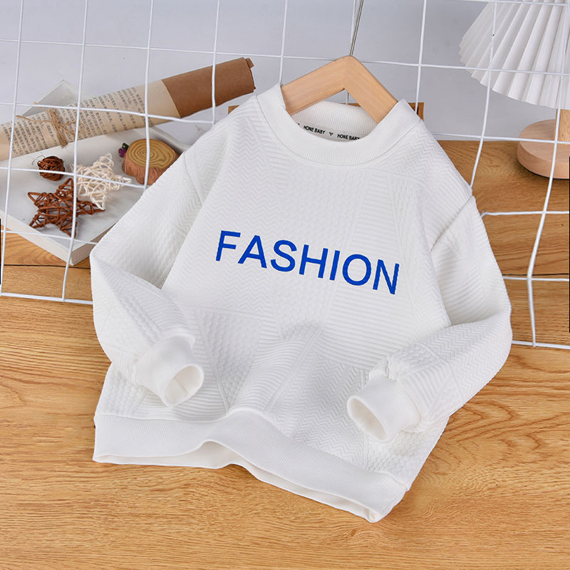 Big children's letter printing sweater trendy style waffle pullover boy digital three-dimensional all-match children's clothes