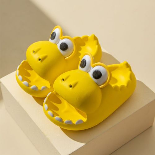 Stepping on feces feeling parent-child slippers female summer cartoon dinosaur indoor home anti-slip couple thick bottom outer wearing hole shoes male
