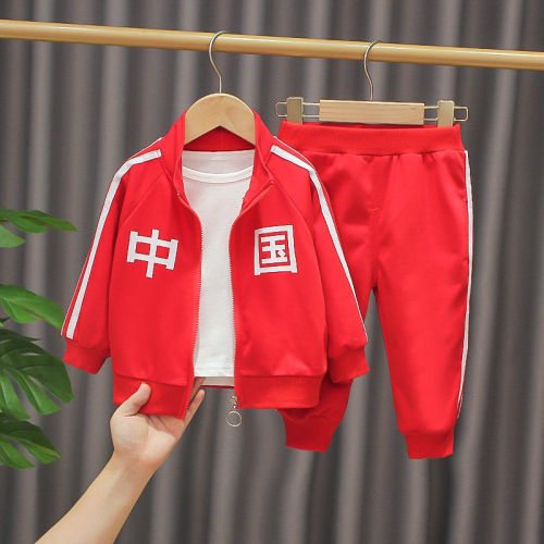 Boys' autumn suit  new foreign style 1 children's clothes 0-4 years old 3 children 2 spring and autumn three-piece suit girl baby