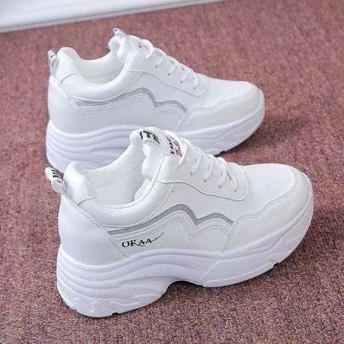 Inner heightened daddy shoes women's net red all-match spring and autumn new thick-soled leather sports shoes casual shoes women