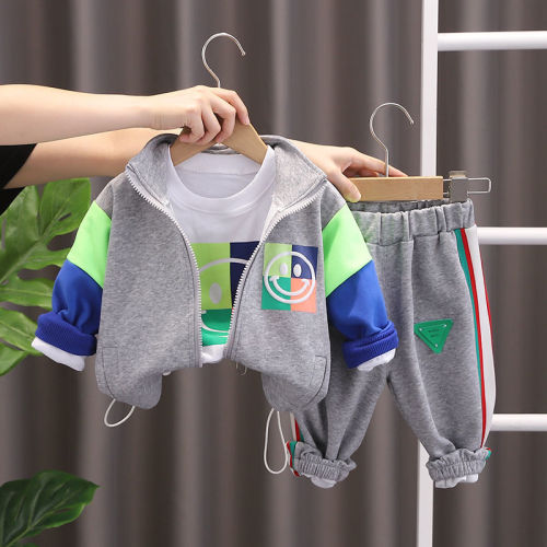 Children's clothing boys autumn suit 2022 new children's spring and autumn foreign style casual three-piece suit baby 1-3 years old 5 tide