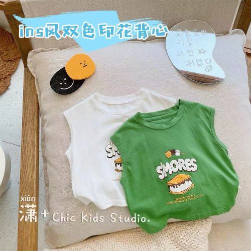 Boys vest cotton T-shirt 2021 summer new small and medium-sized children's summer foreign style boy comfortable sleeveless top t
