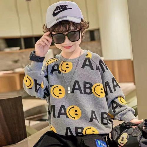 Boys' sweater spring and autumn  new children's bottoming pullover in the big boy's foreign style top boy's long-sleeved Korean version