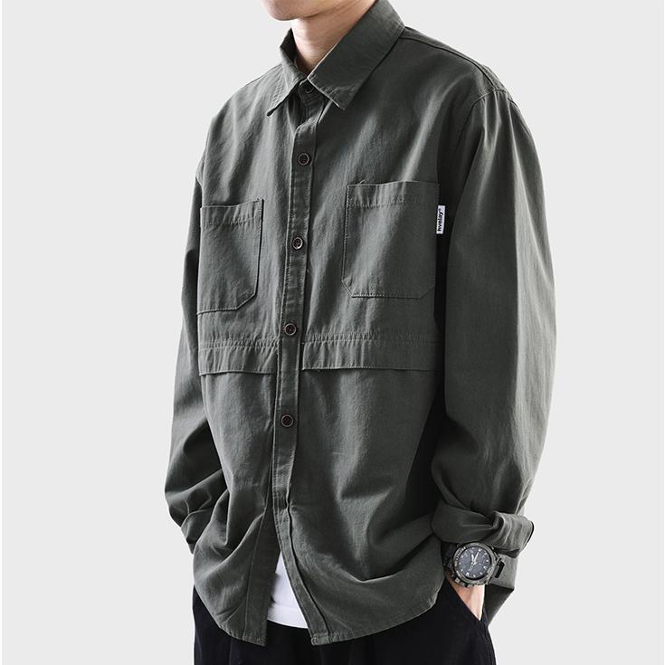 Japanese tooling shirt jacket men spring and autumn loose all-match casual cotton shirt ins cardigan jacket men