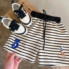 Cotton children's boys and girls 2023 summer new Korean striped stitching loose sports beach shorts