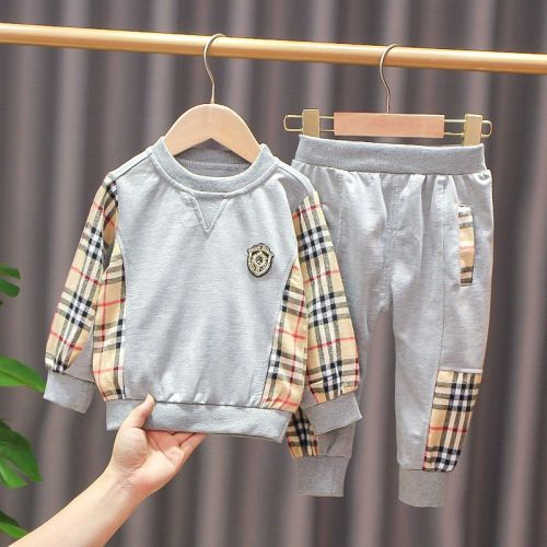 Boys spring and autumn suit  new children's handsome clothes trendy boy autumn foreign style sweater two-piece set