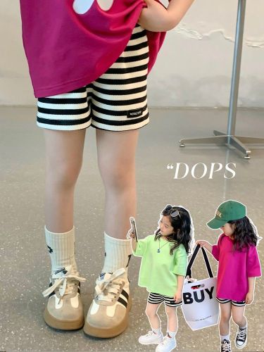 Girls shorts 2023 summer new children's fashion casual five-point pants baby foreign style comfortable shorts breathable tide