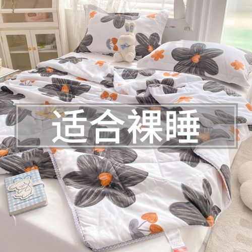 Washed cotton summer cool quilt core thin section solid color double single children spring and autumn summer quilt summer air conditioning quilt machine washable