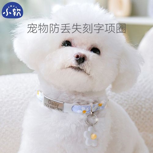 Cute flower collar dog collar custom lettering exclusive famous brand pet necklace small dog collar decoration