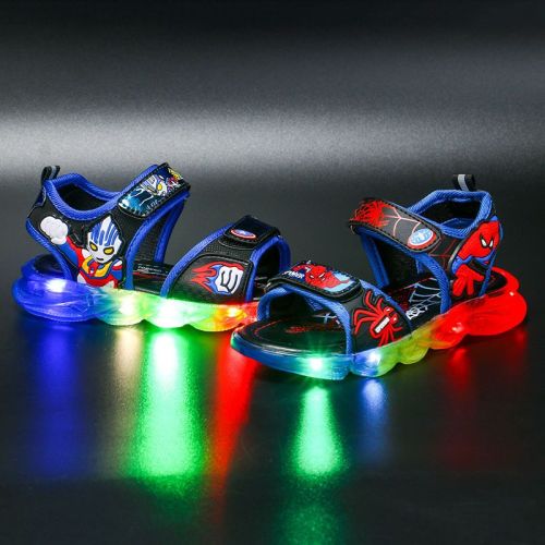 Ultraman Spiderman boy sandals with light 2021 summer new non-slip soft bottom children's sandals for children