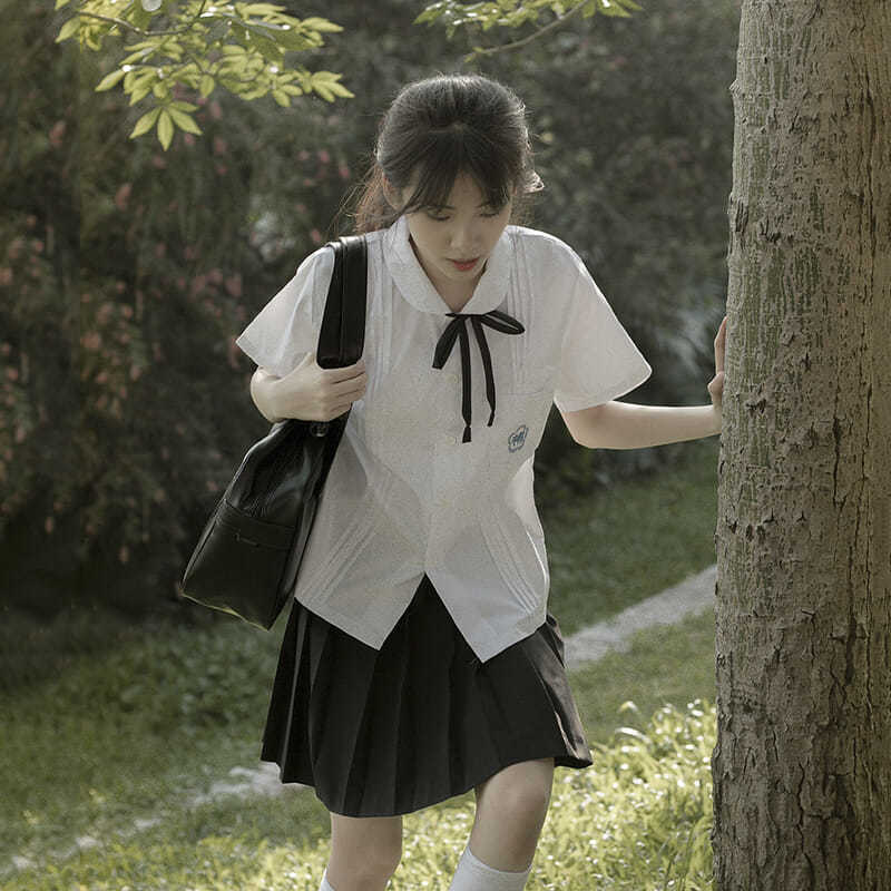 Taiwan school uniform set with middle school students jk uniform white shirt organ pleats high school college style graduation class uniform summer